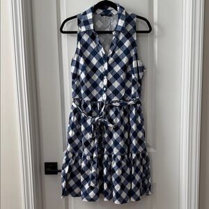 Tommy Hilfiger Blue and White Gingham Belted Dress